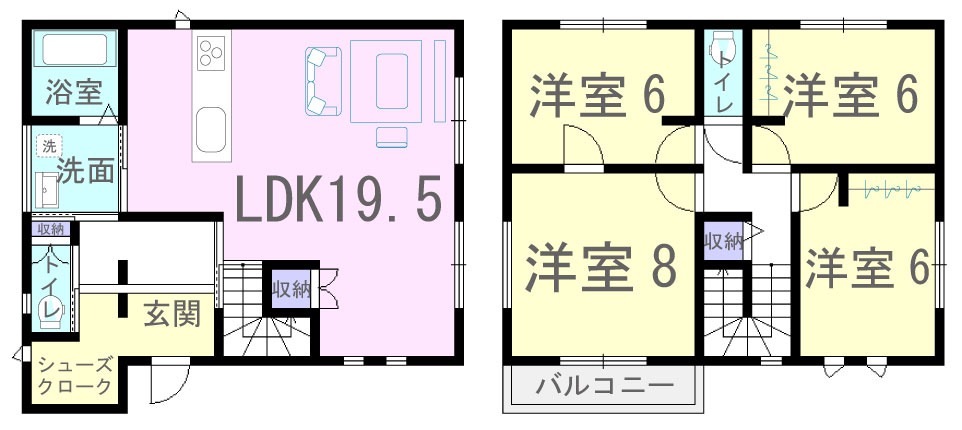 佐賀市鍋島町蛎久 鍋島小学校北3 間取り図(1階・2階)