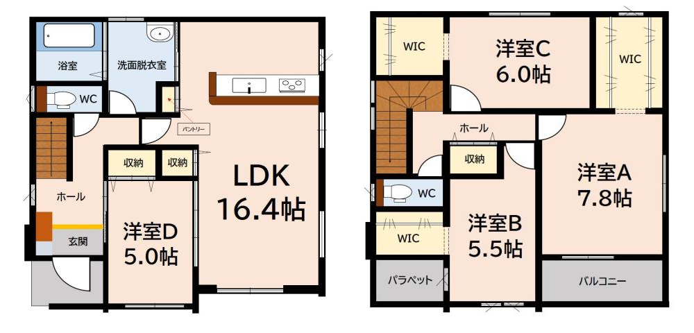 久留米市野中町5期 1号棟 1号棟の間取り図