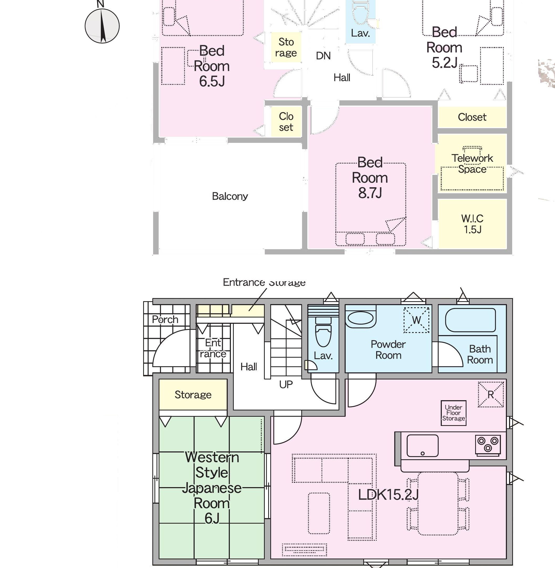 久留米市三潴町玉満 第8 3号棟 3号棟 間取り図(1階・2階)